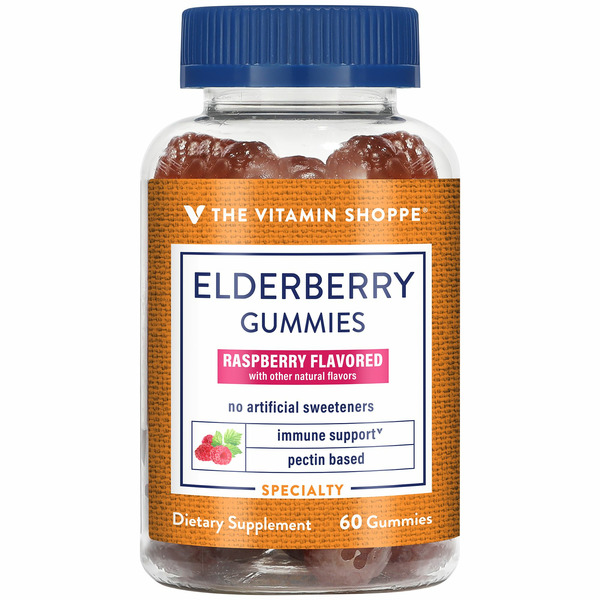 The Vitamin Shoppe Elderberry Gummies for Adults Supports Immune Health with Echinacea & Propolis Raspberry hero