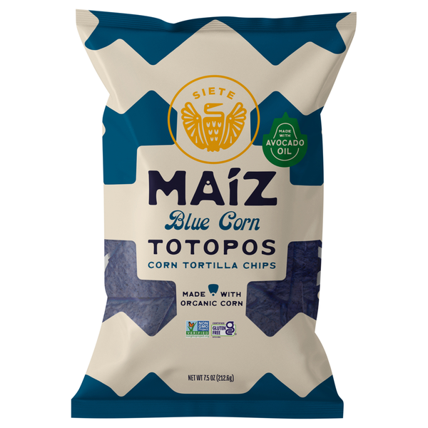 Chips & Pretzels Siete Corn Tortilla Chips, Blue Corn, Totopos hero