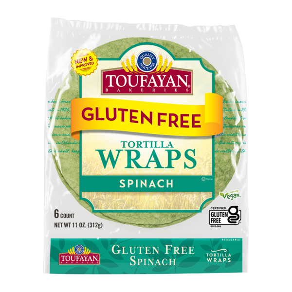 Tortillas & Flat Bread Toufayan Bakeries Spinach Gluten Free Tortilla Wraps hero