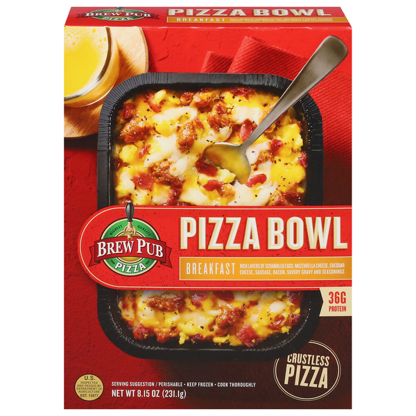 Frozen Breakfast Brew Pub Pizza Pizza Bowl, Breakfast hero