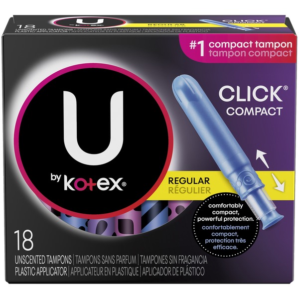 Feminine Care U by Kotex Click Compact Tampons, Regular Absorbency, Unscented, 18 Count hero