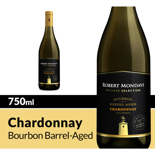 Chardonnay Robert Mondavi Private Selection Bourbon Barrel Aged Chardonnay White Wine Bottle hero