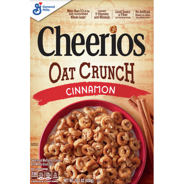 Cereal Cheerios Cinnamon Oat Crunch Sweetened Multigrain Cereal With Whole Grain Oats hero