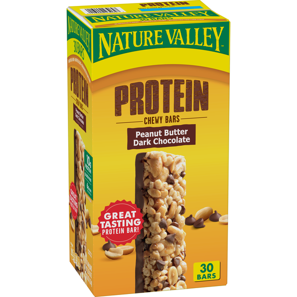 Energy & Granola Bars Nature Valley Chewy Protein Peanut Butter Dark Chocolate Granola Bars hero