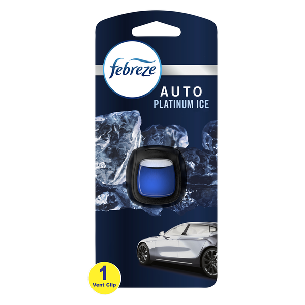 Air Fresheners & Candles Febreze Car Odor-Eliminating Car Freshener Vent Clip Platinum Ice, Car Vent Clip hero