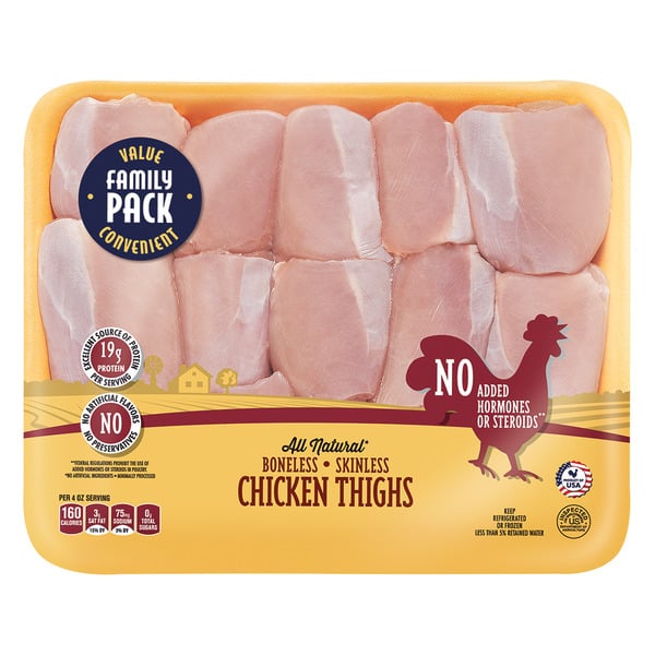 Packaged Poultry Fresh Family Pack Boneless Skinless Chicken Thighs hero