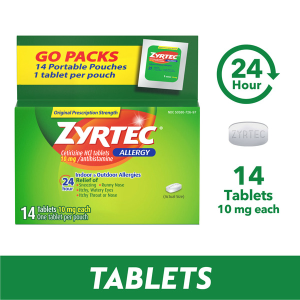 Cold, Flu & Allergy ZYRTEC 24 Hour Allergy Relief Tablets with Cetirizine HCl hero