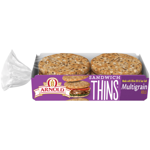 Fresh Baked Bread Arnold Sandwich Thins, 6 count, Multigrain Rolls hero