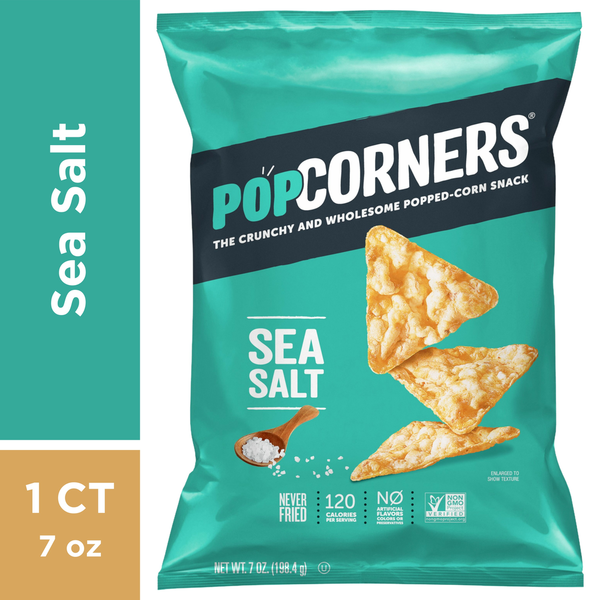 Popcorn & Jerky PopCorners Popped-Corn Snack, Sea Salt Flavored hero