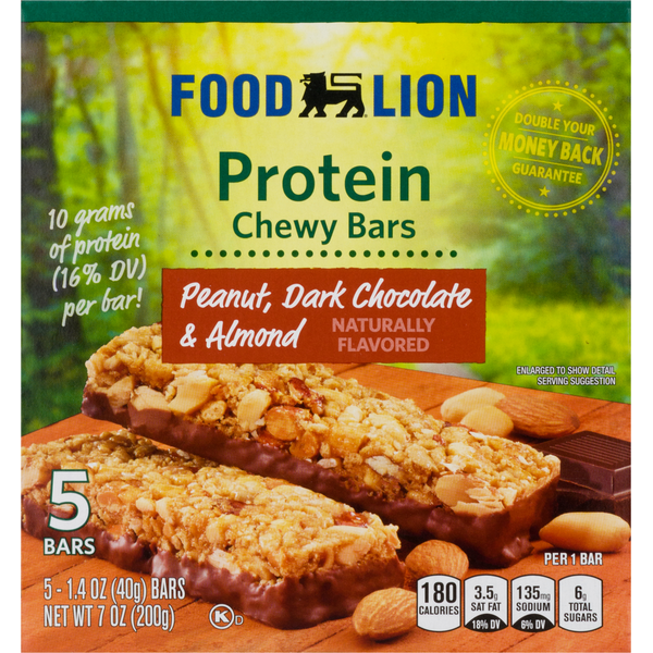 Energy & Granola Bars Food Lion Peanut, Dark Chocolate & Almond Chewy Protein Bars hero