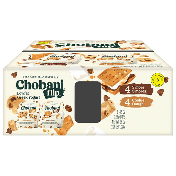 Chobani Yogurt, Greek, S'more S'mores/Cookie Dough, Family Variety 8 Pack hero