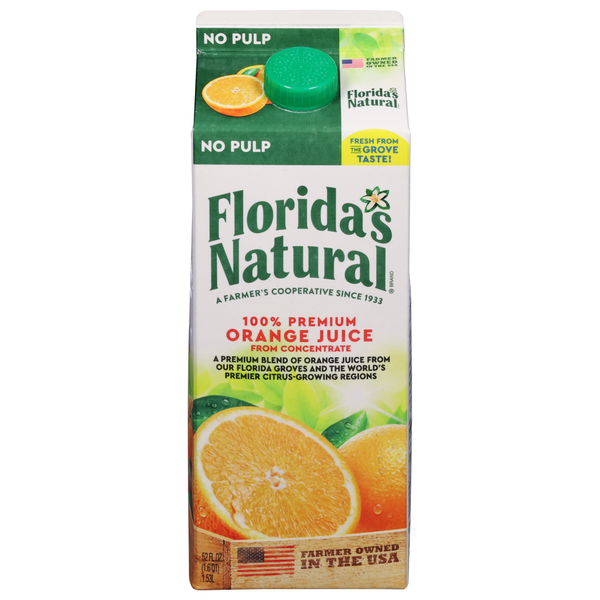 Refrigerated Florida's Natural 100% Premium Florida Orange Juice No Pulp hero