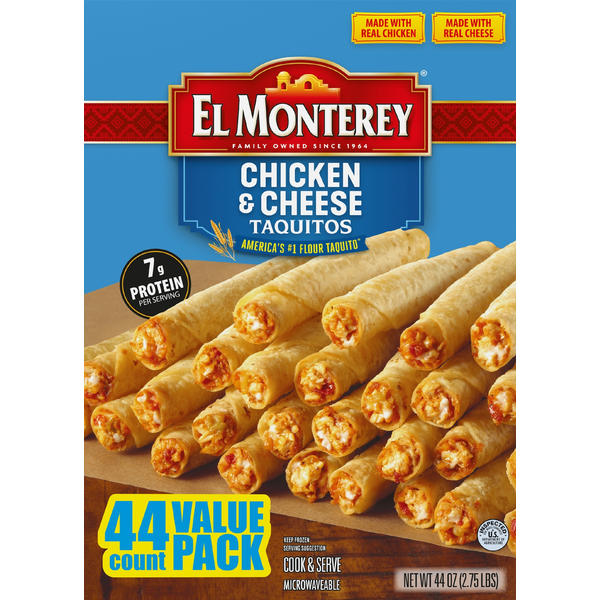 Frozen Appetizers & Sides El Monterey Taquitos, Chicken & Cheese, Value Pack hero