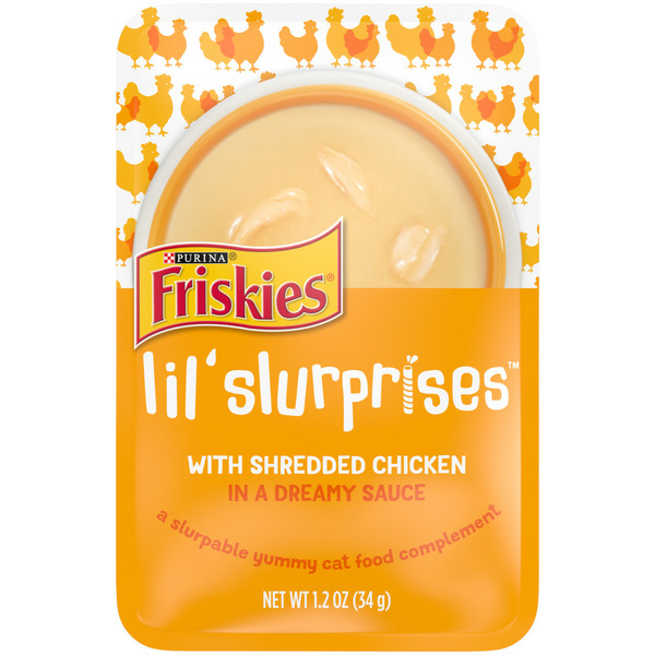 Cat Treats Purina Friskies Wet Cat Food Complement, Lil’ Slurprises With Shredded Chicken in a Dreamy Sauce hero