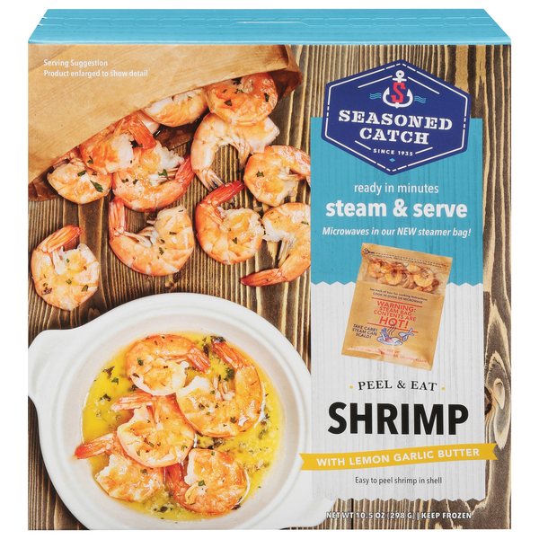 Frozen Shrimp & Shellfish Seasoned Catch Shrimp, with Lemon Garlic Butter, Peel & Eat hero