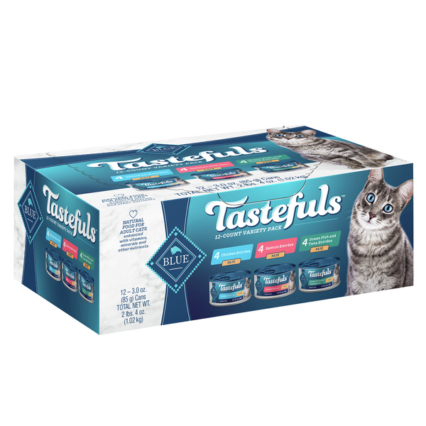 Cat Food & Care Blue Buffalo Tastefuls Pate Wet Cat Food, Salmon, Chicken, Ocean Fish & Tuna Variety Pack hero