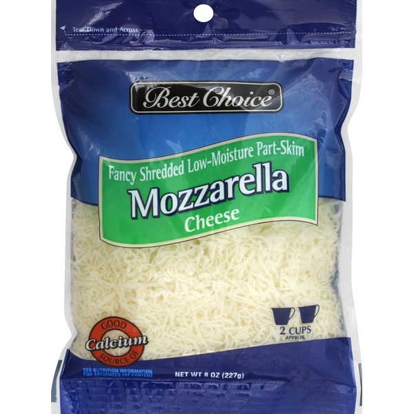 Packaged Cheese Best Choice Shredded Cheese, Fancy, Low-Moisture Part-Skim Mozzarella hero