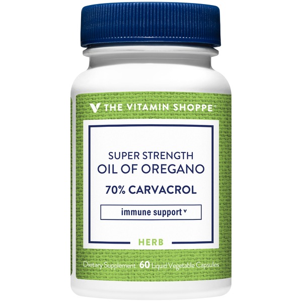 Immune Support The Vitamin Shoppe Super Strength Oil of Oregano - Wild Mediterranean - 45 MG (60 Liquid Vegetarian Capsules) hero