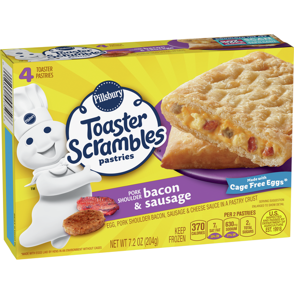 Frozen Breakfast Pillsbury Bacon & Sausage Toaster Scrambles Frozen Pastries hero