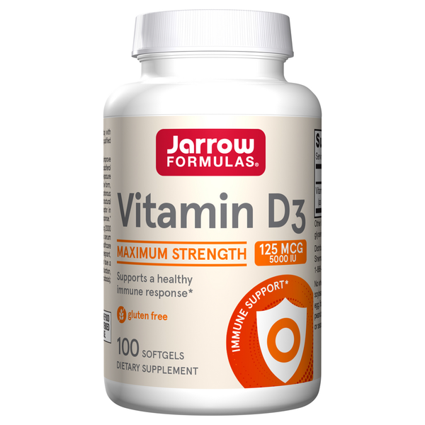 Vitamins & Minerals Jarrow Formulas Vitamin D3, 5000 IU, Cholecalciferol, Softgels hero