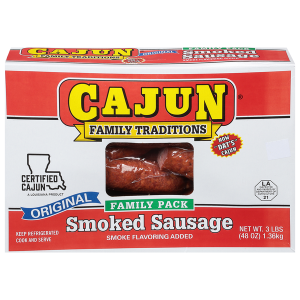 Hot Dogs, Bacon & Sausage Cajun Sausage, Original, Smoked, Family Pack hero