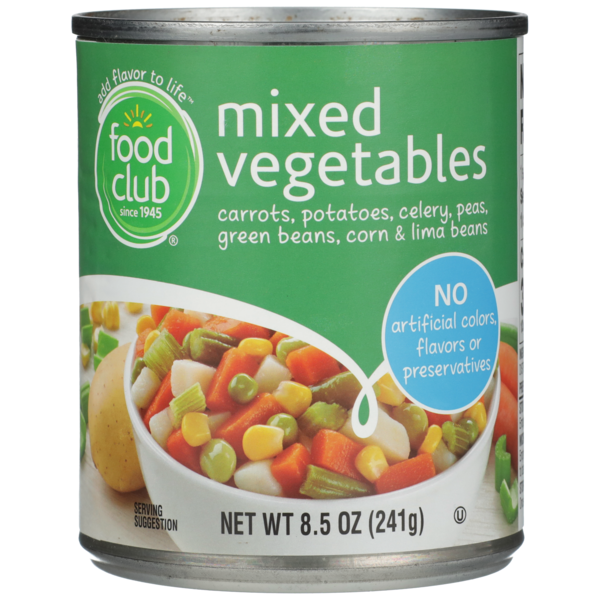 Fresh Vegetables Food Club Mixed Vegetables Carrots, Potatoes, Celery, Peas, Green Beans, Corn & Lima Beans hero