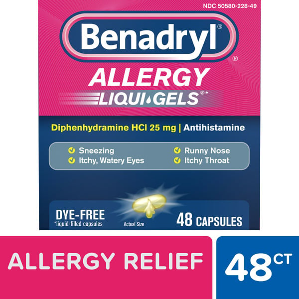 Cold, Flu & Allergy Benadryl Liqui-Gels Antihistamine Allergy Medicine, Dye Free hero