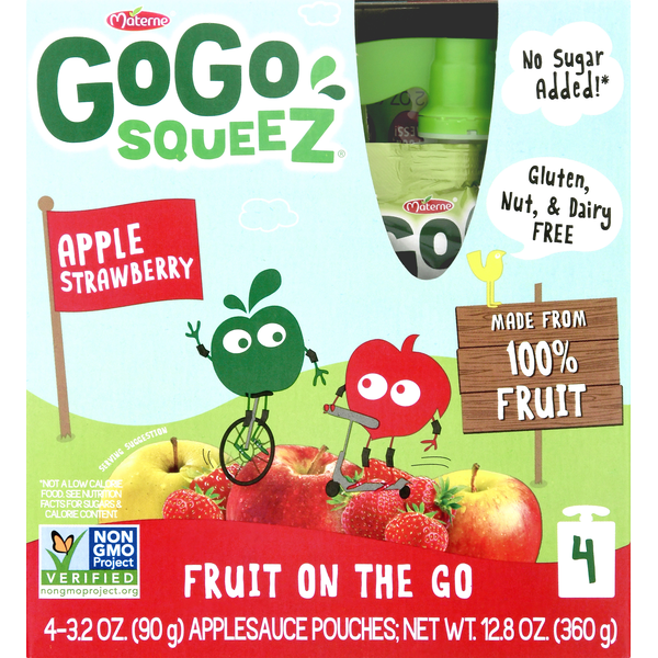 Canned Fruit & Applesauce GoGo Squeez Strawberry Applesauce On The Go Pouches hero