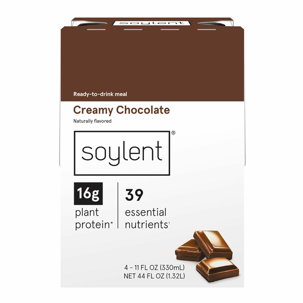 Cocoa & Drink Mixes Soylent Vegan Protein Meal Replacement Shake, Creamy Chocolate hero