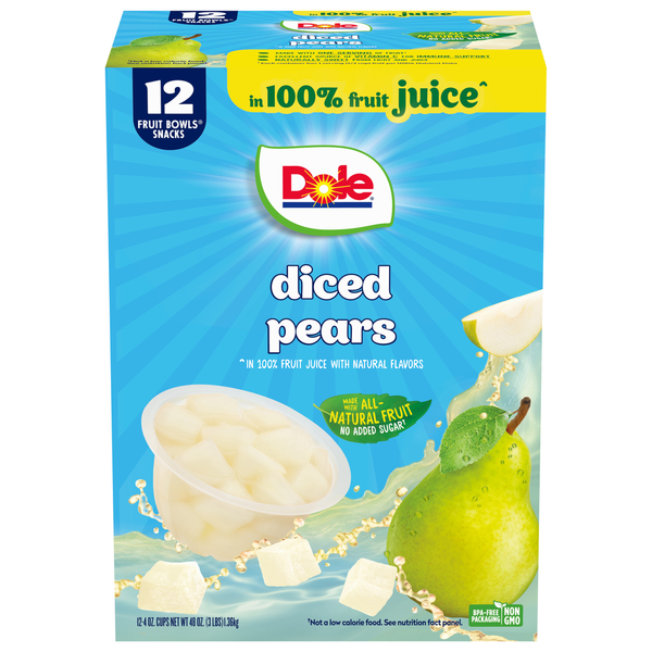 Canned Fruit & Applesauce Dole Fruit Bowls Snacks, in 100% Fruit Juice, Diced Pears hero