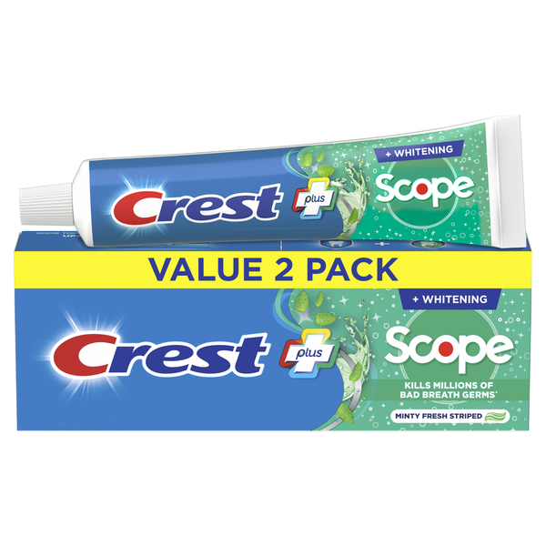 Oral Care Crest Whitening Plus Scope Toothpaste, Minty Fresh, 5.4 oz, 2 Pack hero