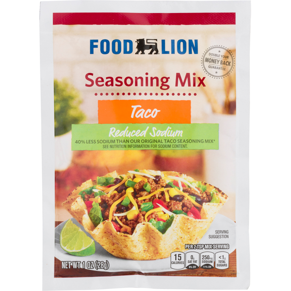 Spices & Seasonings Food Lion Seasoning Mix, Taco, Reduced Sodium hero