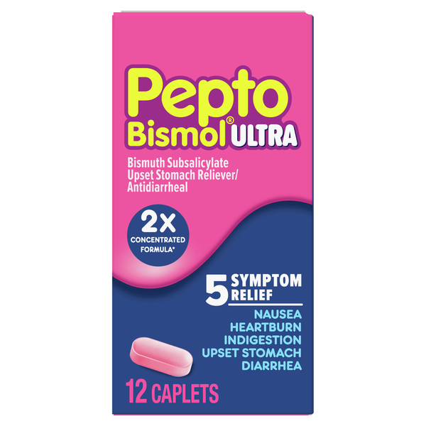 Digestion Pepto-Bismol Ultra Caplets, Upset Stomach, 5 Symptom Relief hero