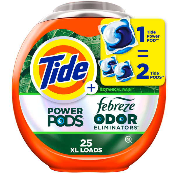 Laundry Tide Power Pods Laundry Detergent with Febreze, Botanical Rain hero