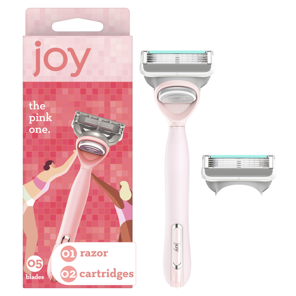 Shave Needs joy pink razor for women 1 handle + 2 blade refills hero