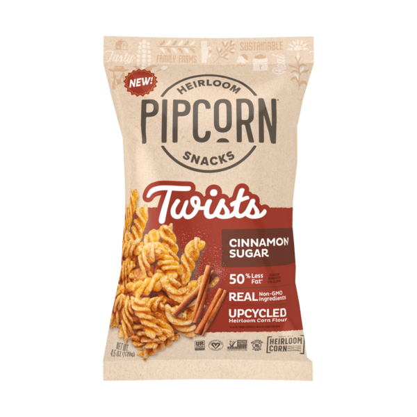 Popcorn & Jerky Pipcorn Heirloom Snacks Twists, Cinnamon Sugar hero