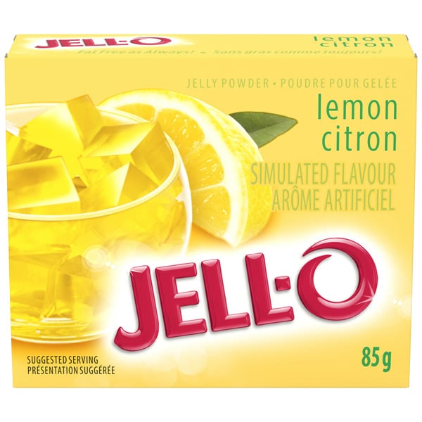 Refrigerated Pudding & Desserts Jell-O Lemon Jelly Powder Gelatin Mix hero