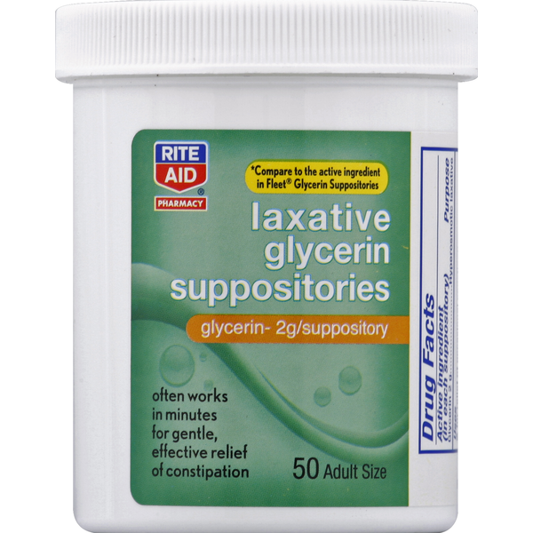 Rite Aid Glycerin Suppositories, Laxative, 2 g, Adult Size hero