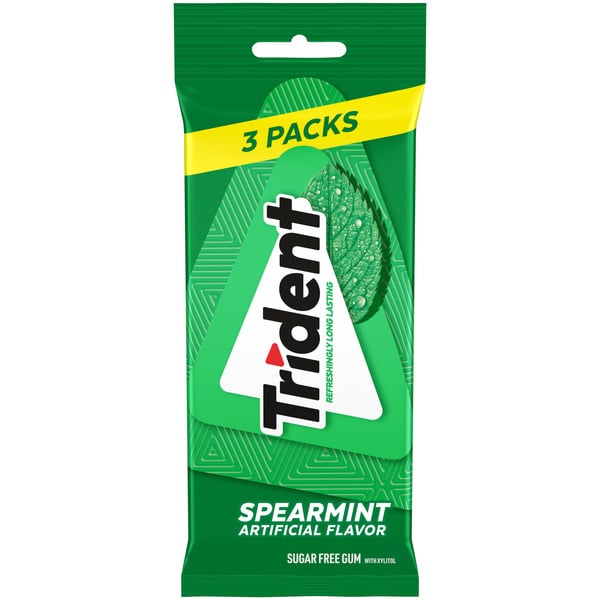 Candy & Chocolate Trident Spearmint Sugar Free Gum, 3 Packs Of 14 Pieces (42 Total Pieces) hero