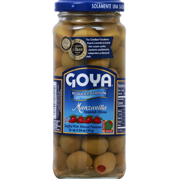 Canned & Jarred Vegetables Goya Reduced Sodium Manzanilla Spanish Olives hero