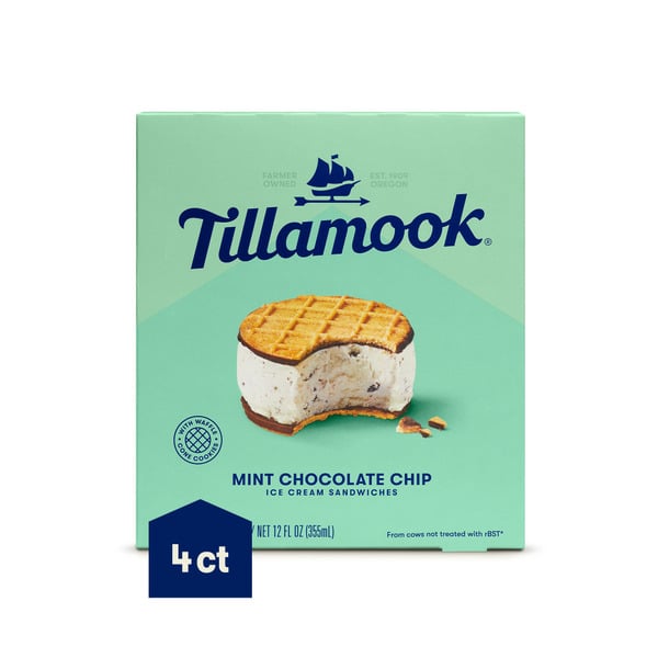 Ice Cream & Ice Tillamook Mint Chocolate Chip Ice Cream Sandwiches hero