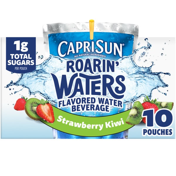 Juice & Nectars Capri Sun Strawberry Kiwi Surf Naturally Flavored Kids Water Beverage Drink Pouches hero