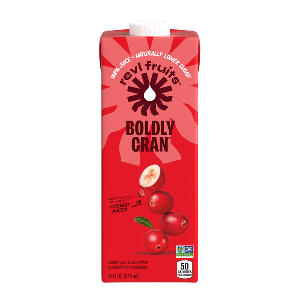 Juice & Nectars Revl Fruits™  100% Juice, Boldly Cran™ Cranberry Juice, 32 fl oz. Carton hero