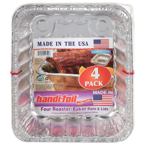 Kitchen Supplies Handi-foil Pans & Lids, Roaster/Baker, 4 Pack hero