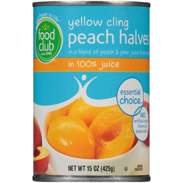 Juice & Nectars Food Club Yellow Cling Peach Halves In A Blend Of Peach & Pear Juice From Concentrate hero