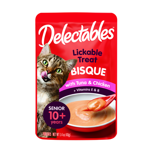 Cat Food & Care Delectables Bisque Senior 10 years+ Lickable Cat Treat, Tuna & Chicken hero