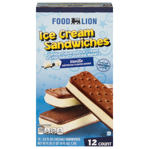 Ice Cream, Novelties & Ice Food Lion Ice Cream Sandwiches Vanilla hero