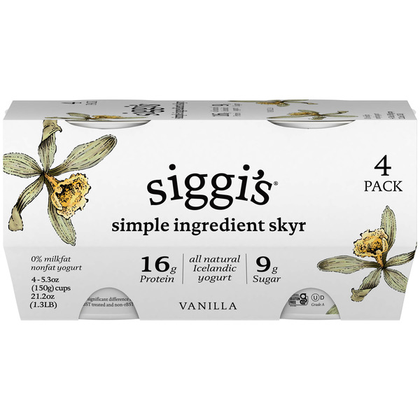 Yogurt Siggi's Icelandic Skyr Nonfat Yogurt Vanilla hero