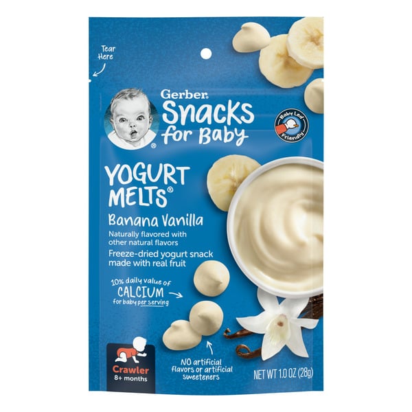 Baby Food & Formula Gerber Yogurt Melts Banana Vanilla Freeze Dried Yogurt Bag hero