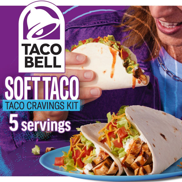 Latin Foods Taco Bell Soft Taco Dinner Kit with Ten Soft Tortillas, Mild Sauce & Seasoning hero